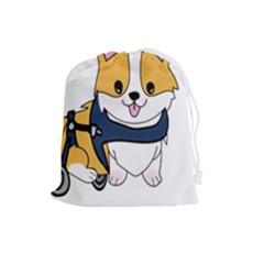 Puppy Cartoon Corgi Drawstring Pouch (large) by Semog4