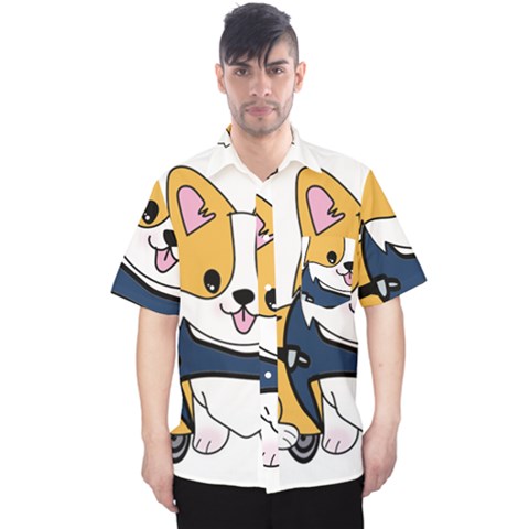 Puppy Cartoon Corgi Men s Hawaii Shirt by Semog4