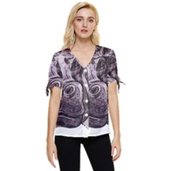 Hippopotamus Animal Wildlife Hippo Bow Sleeve Button Up Top by Semog4