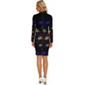 Rainbows Pixel Pattern Long Sleeve Shirt Collar Bodycon Dress View4