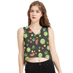 Watermelon Berries Patterns Pattern V-neck Cropped Tank Top by Semog4