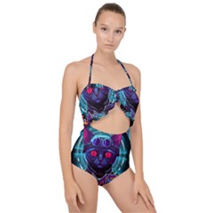 Gamer Life Scallop Top Cut Out Swimsuit by minxprints
