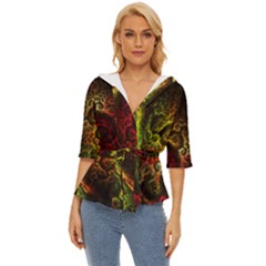 Green And Red Lights Wallpaper Fractal Digital Art Artwork Lightweight Drawstring Hooded Top by Semog4