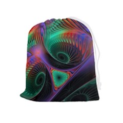 Circle Art 3d Artwork Graphics Vortex Colorful Digital Art Drawstring Pouch (xl) by Semog4