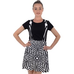 Fractal Star Mandala Black And White Velvet Suspender Skater Skirt by Semog4