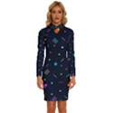 Abstract Minimalism Digital Art Abstract Long Sleeve Shirt Collar Bodycon Dress View1