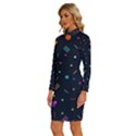 Abstract Minimalism Digital Art Abstract Long Sleeve Shirt Collar Bodycon Dress View2