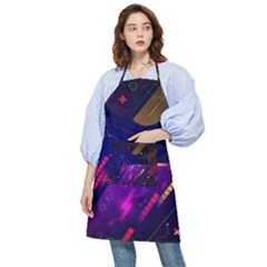 Colorful Abstract Background Creative Digital Art Colorful Geometric Artwork Pocket Apron by Semog4