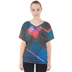 Minimalist Abstract Shaping Abstract Digital Art Minimalism V-neck Dolman Drape Top by Semog4
