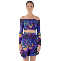 Colorful Waves Abstract Waves Curves Art Abstract Material Material Design Off Shoulder Top With Skirt Set by Semog4