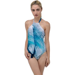 Tsunami Big Blue Wave Ocean Waves Water Go With The Flow One Piece Swimsuit by Semog4