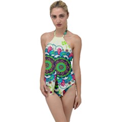 Mandala Flowers Abstract Butterflies Floral Pattern Summer Go With The Flow One Piece Swimsuit by Semog4