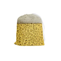 Texture Pattern Macro Glass Of Beer Foam White Yellow Art Drawstring Pouch (medium) by Semog4