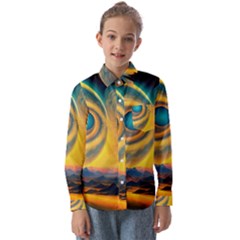 Ai Generated Surrealist Fantasy Dream Moon Space Kids  Long Sleeve Shirt by Jancukart