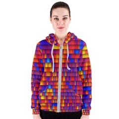 Geometric Pattern Colorful Fluorescent Background Women s Zipper Hoodie by Jancukart