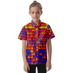 Geometric Pattern Colorful Fluorescent Background Kids  Short Sleeve Shirt by Jancukart