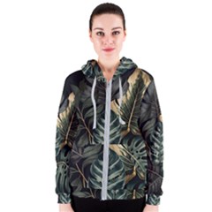 Tropical Leaves Foliage Monstera Nature Home Women s Zipper Hoodie by Jancukart