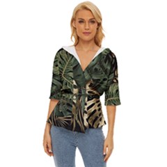 Tropical Leaves Foliage Monstera Nature Home Art Lightweight Drawstring Hooded Top by Jancukart