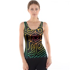 Circuit Hexagonal Geometric Pattern Background Pattern Tank Top by Jancukart