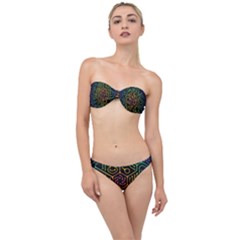 Circuit Hexagonal Geometric Pattern Background Pattern Classic Bandeau Bikini Set by Jancukart