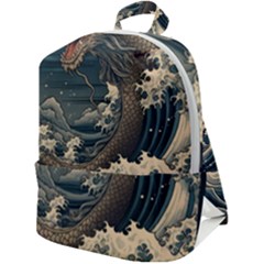 Sea Dragon Kanagawa Sea Monster Zip Up Backpack by Jancukart