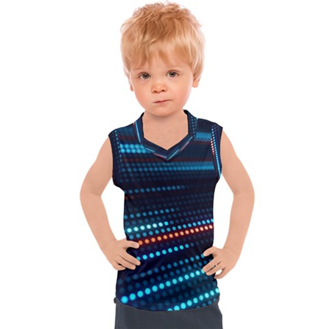 Orange Blue Dot Dots Lines Abstract Abstract Digital Art Kids  Sport Tank Top by Jancukart