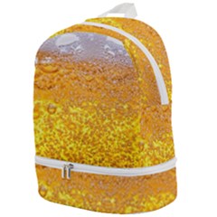 Texture Pattern Macro Glass Of Beer Foam White Yellow Bubble Zip Bottom Backpack by Semog4