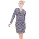 Mandala Circles Drawing Pattern Button Long Sleeve Dress View1
