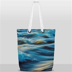 Waves Abstract Waves Abstract Full Print Rope Handle Tote (small) by Semog4