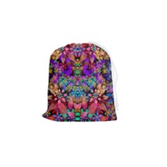 Flower Patterns Abstract Pattern Digital Art Drawstring Pouch (small) by Semog4