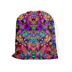 Flower Patterns Abstract Pattern Digital Art Drawstring Pouch (xl) by Semog4