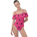 Watermelon Fruit Pattern Frill Detail One Piece Swimsuit View1