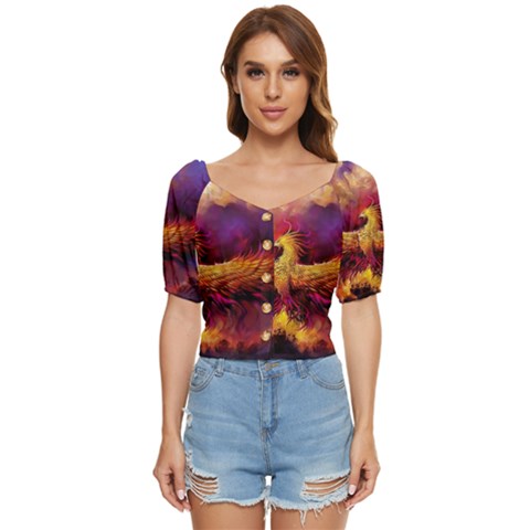 Phoenix Bird Button Up Blouse by Semog4