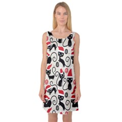 Cute Christmas Seamless Pattern Vector Sleeveless Satin Nightdress by Semog4