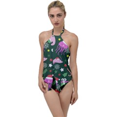 Colorful Funny Christmas Pattern Go With The Flow One Piece Swimsuit by Semog4