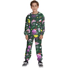 Colorful Funny Christmas Pattern Kids  Sweatshirt Set by Semog4