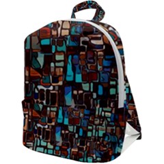 Stained Glass Mosaic Abstract Zip Up Backpack by Semog4