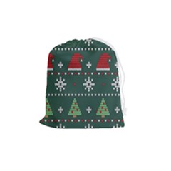 Beautiful Knitted Christmas Pattern Drawstring Pouch (medium) by Semog4