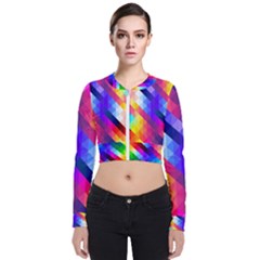 Abstract Background Colorful Pattern Long Sleeve Zip Up Bomber Jacket by Semog4