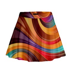 Abstract Colorful Background Wavy Mini Flare Skirt by Semog4