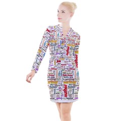 Writing Author Motivation Words Button Long Sleeve Dress by Semog4