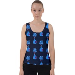 Flower Vase Pattern Velvet Tank Top by Ravend