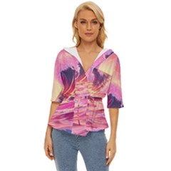 Wave Waves Ocean Sea Lightweight Drawstring Hooded Top by Ravend