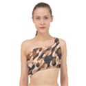 Abstract Camouflage Pattern Spliced Up Bikini Top  View1