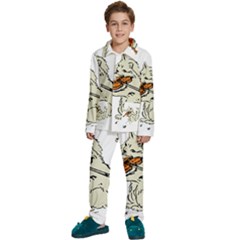 Cat Playing The Violin Art Kids  Long Sleeve Velvet Pajamas Set by oldshool