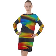Colorful Background Long Sleeve Hoodie Dress by Semog4