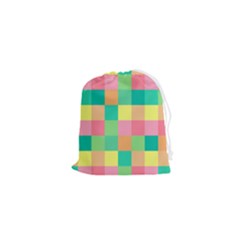 Checkerboard-pastel-squares- Drawstring Pouch (xs) by Semog4