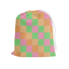 Checkerboard-pastel-squares Drawstring Pouch (xl) by Semog4