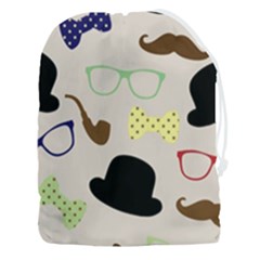 Moustache-hat-bowler-bowler-hat Drawstring Pouch (3xl) by Semog4