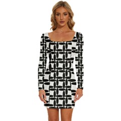 Ellipse-pattern-background Long Sleeve Square Neck Bodycon Velvet Dress by Semog4